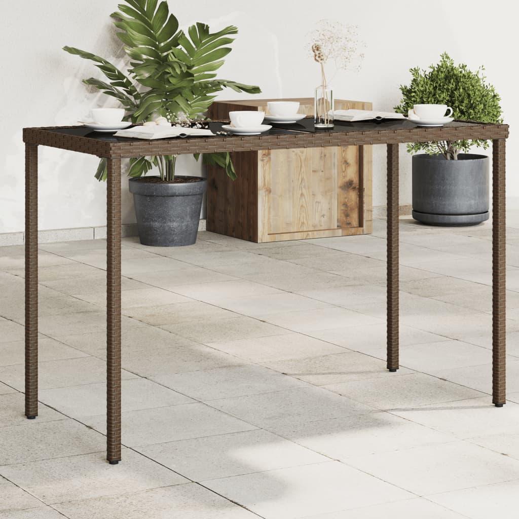 Mesa de jardín superficie de vidrio ratán PE negro 190x90x75 cm