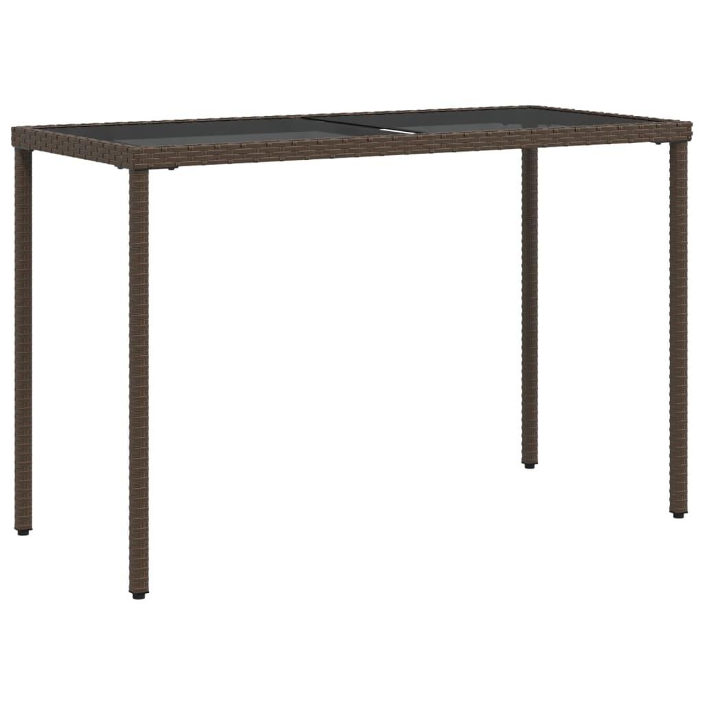 Mesa de jardín superficie de vidrio ratán PE negro 190x90x75 cm