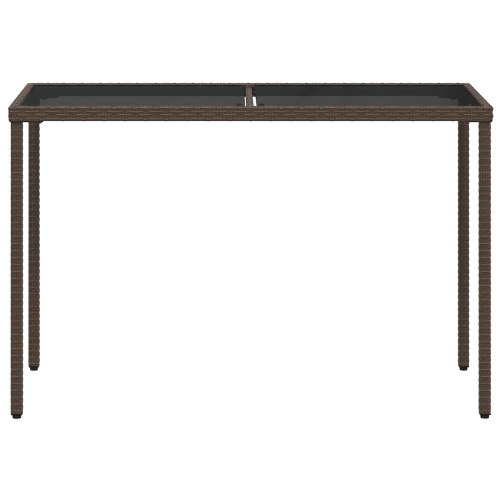 Mesa de jardín superficie de vidrio ratán PE negro 190x90x75 cm