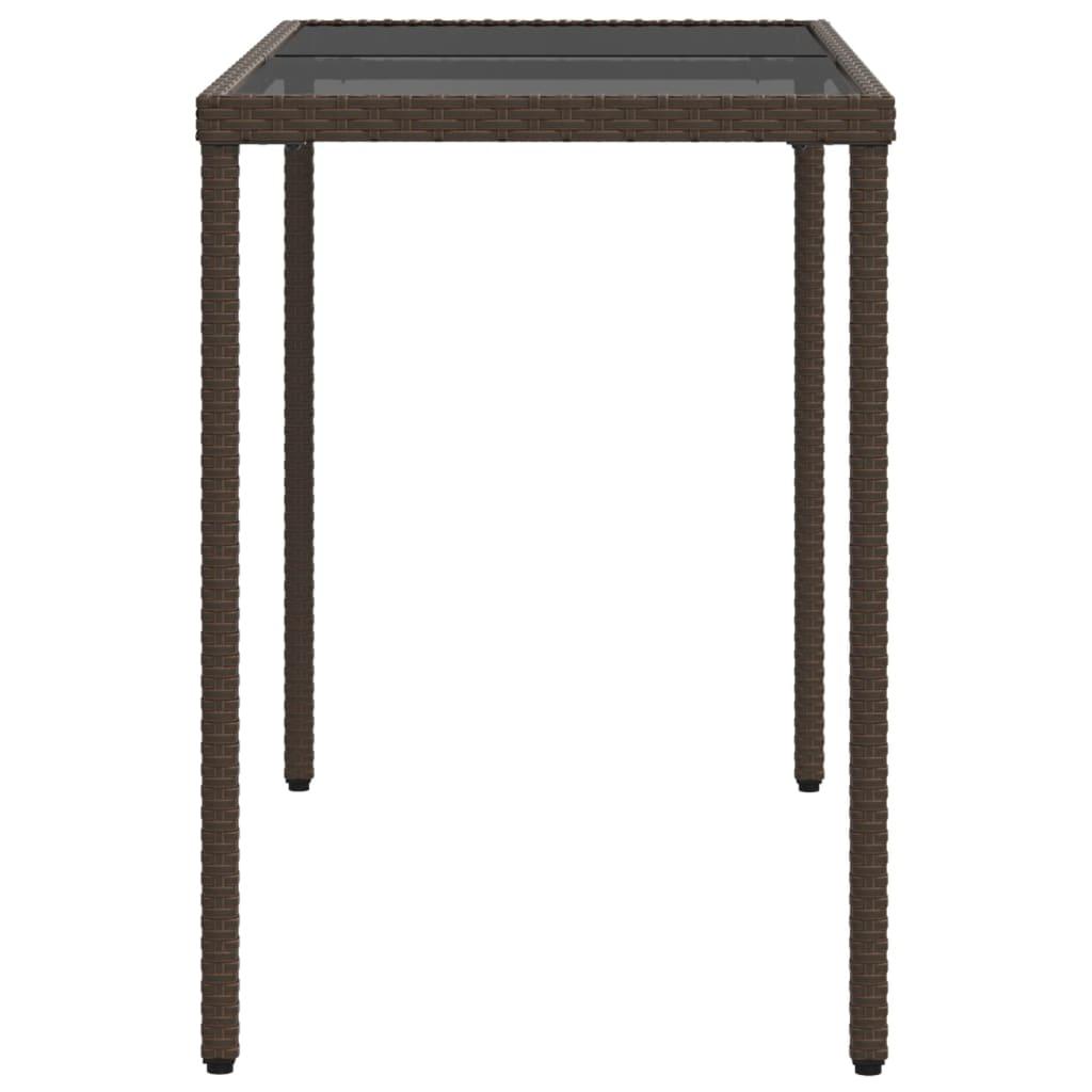 Mesa de jardín superficie de vidrio ratán PE negro 190x90x75 cm