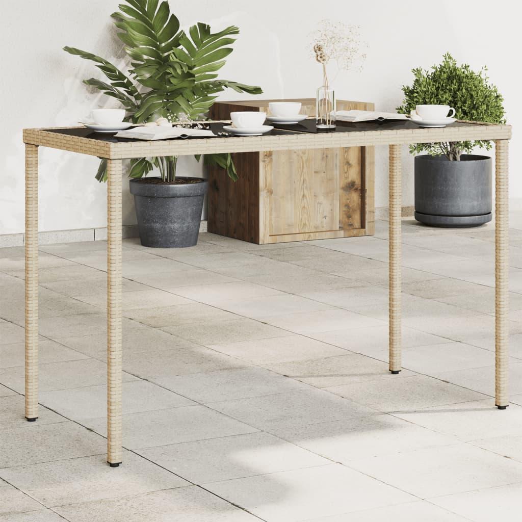 Mesa de jardín superficie de vidrio ratán PE negro 150x90x75 cm