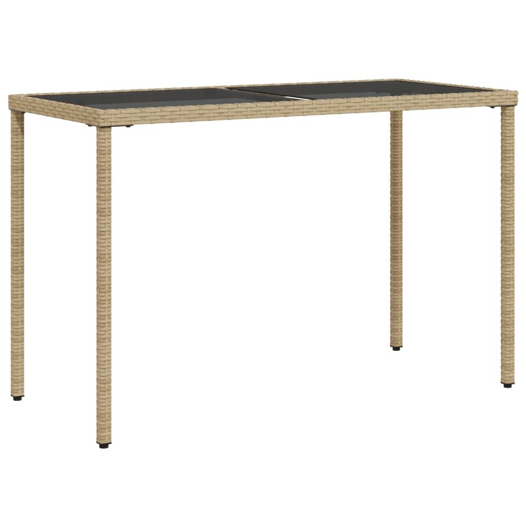 Mesa de jardín superficie de vidrio ratán PE negro 150x90x75 cm