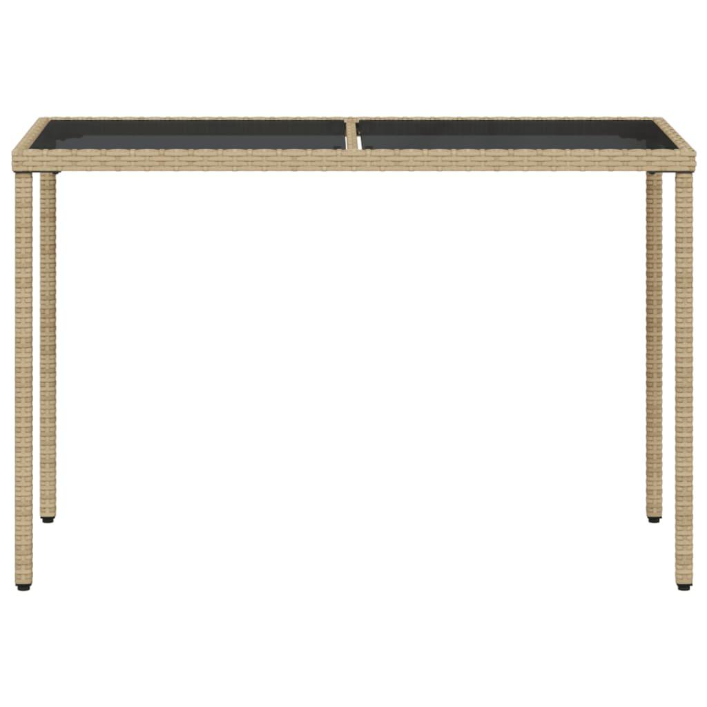 Mesa de jardín superficie de vidrio ratán PE negro 150x90x75 cm