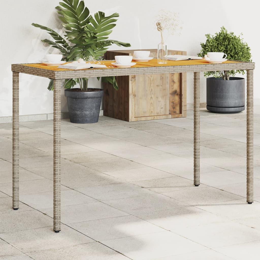 Mesa de jardín superficie de madera ratán PE negro 150x90x75 cm