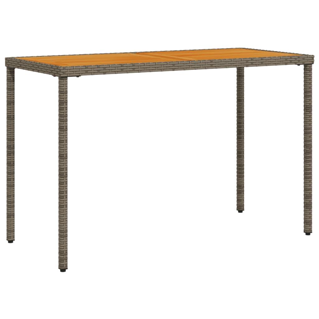 Mesa de jardín superficie de madera ratán PE negro 150x90x75 cm