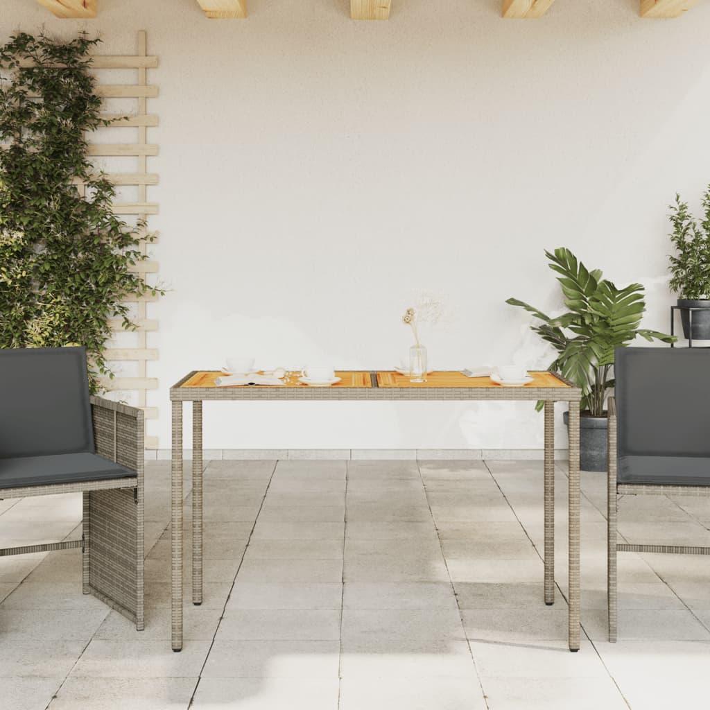Mesa de jardín superficie de madera ratán PE negro 150x90x75 cm