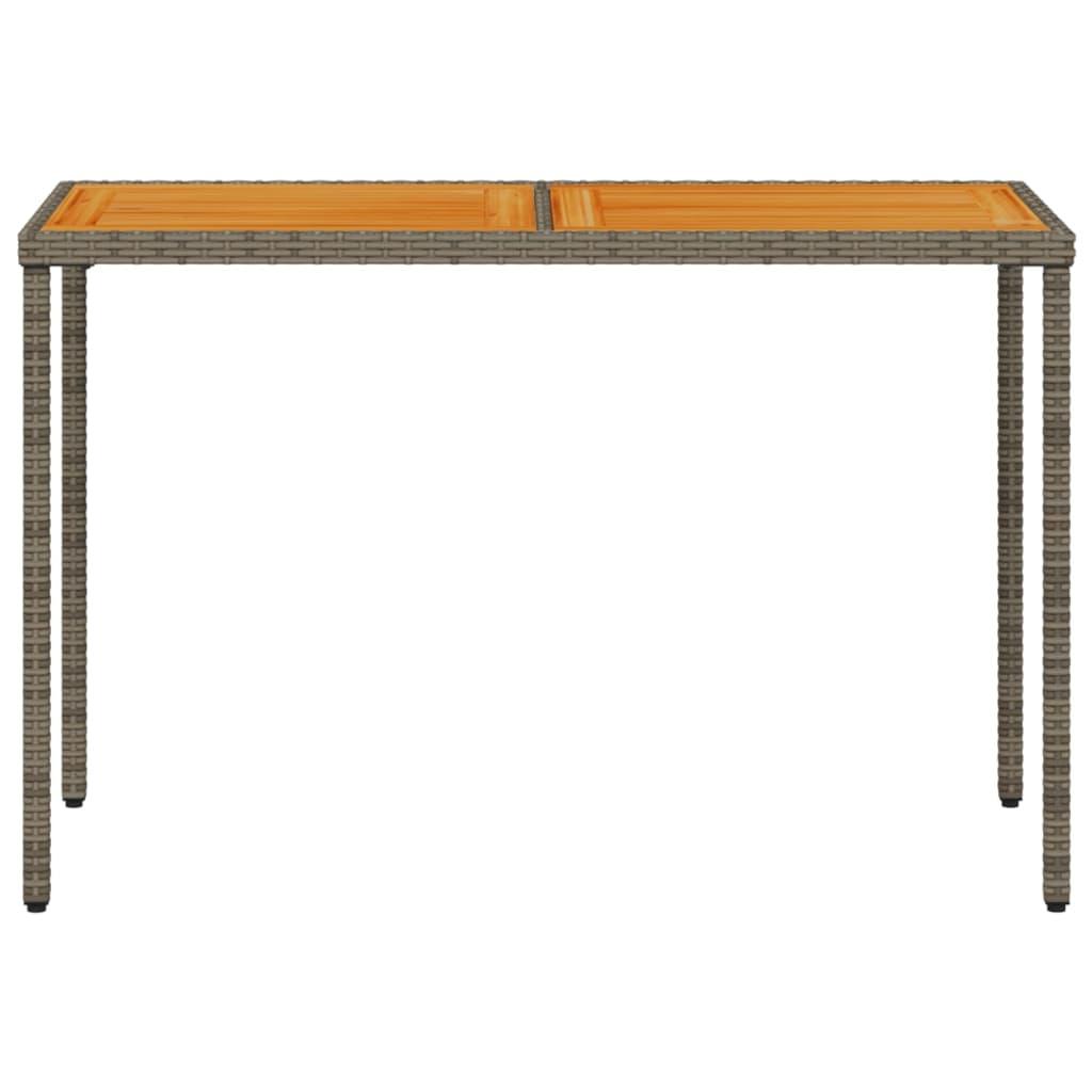 Mesa de jardín superficie de madera ratán PE negro 150x90x75 cm