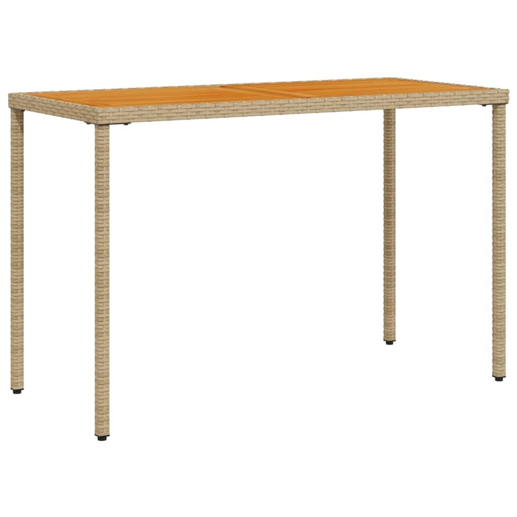 Mesa de jardín superficie de madera ratán PE beige 190x80x74 cm