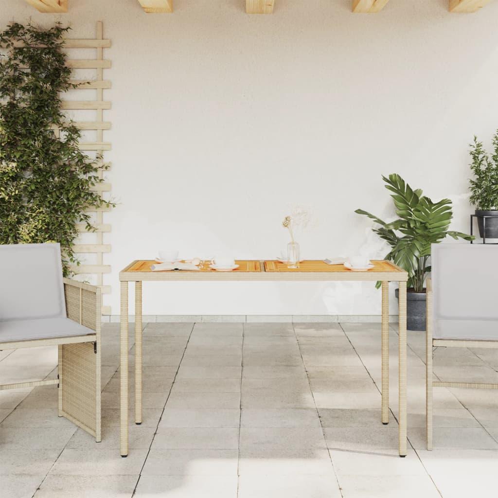 Mesa de jardín superficie de madera ratán PE negro 150x90x75 cm