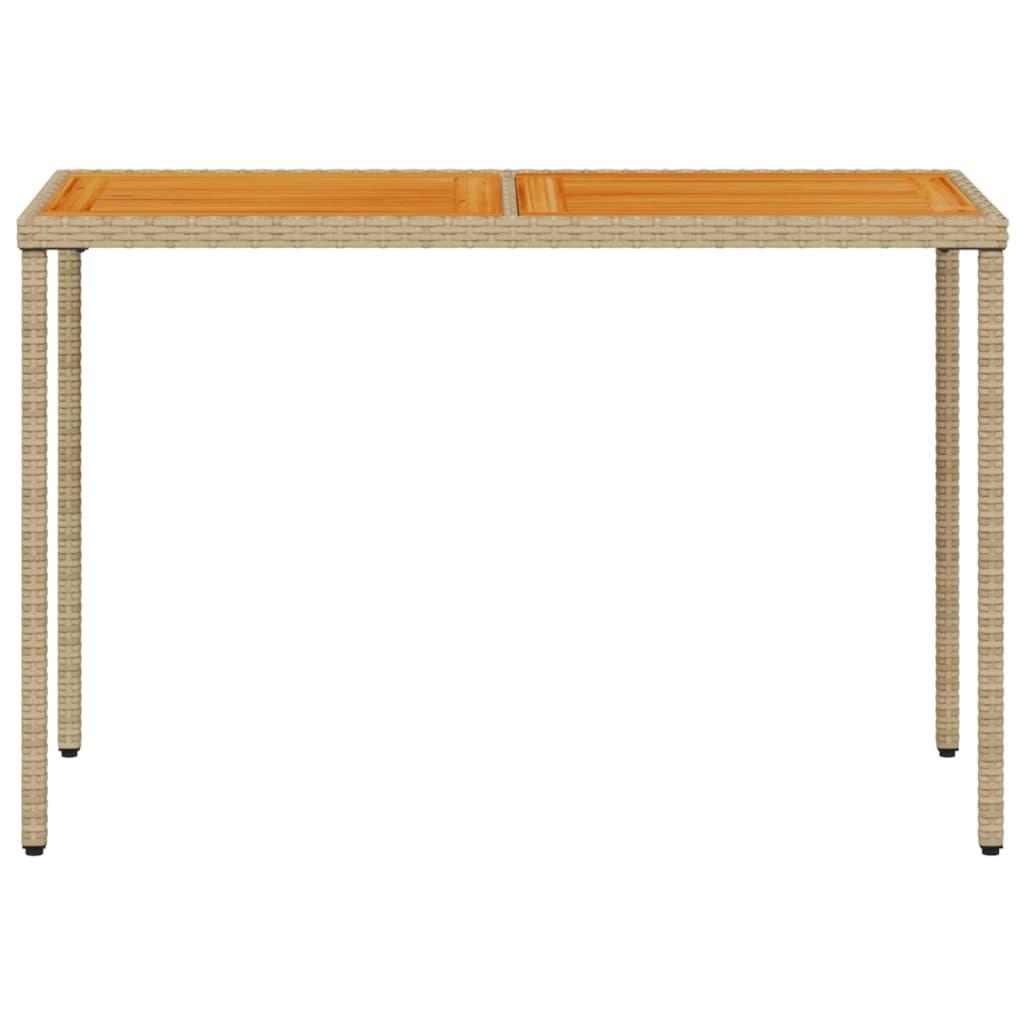 Mesa de jardín superficie de madera ratán PE negro 150x90x75 cm