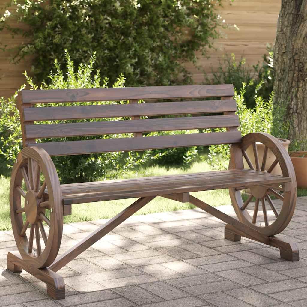 Banco de jardín de 2 plazas madera maciza abeto 119x85x98 cm