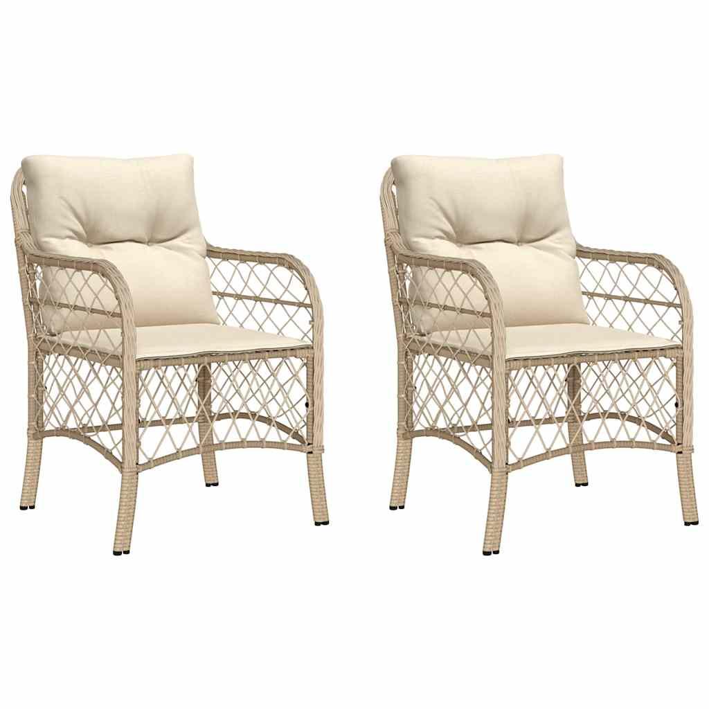 Sillones de jardín con cojines 2 uds ratán sintético marrón