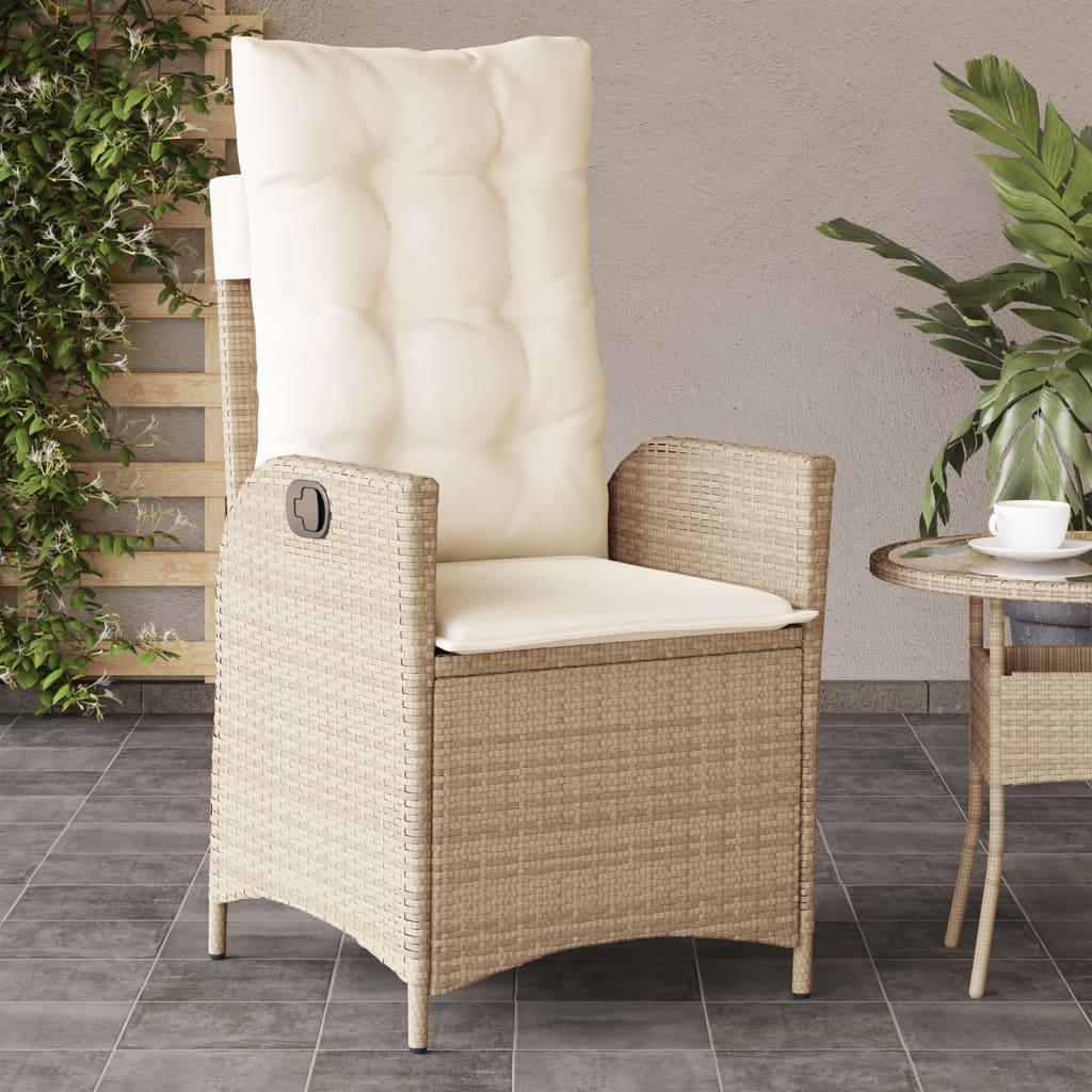 Sillones reclinables de jardín con cojines 2 uds ratán PE