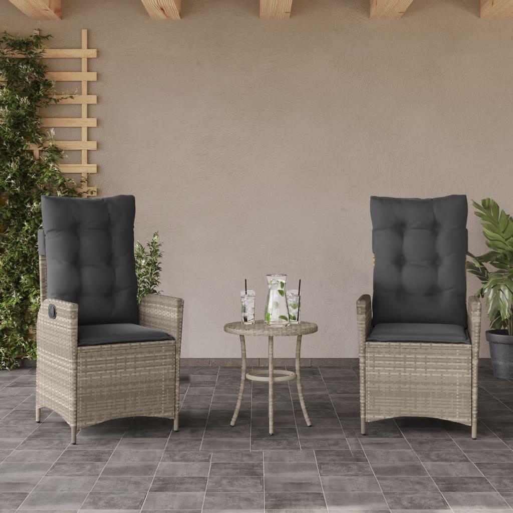 Sillones reclinables de jardín con cojines 2 uds ratán PE