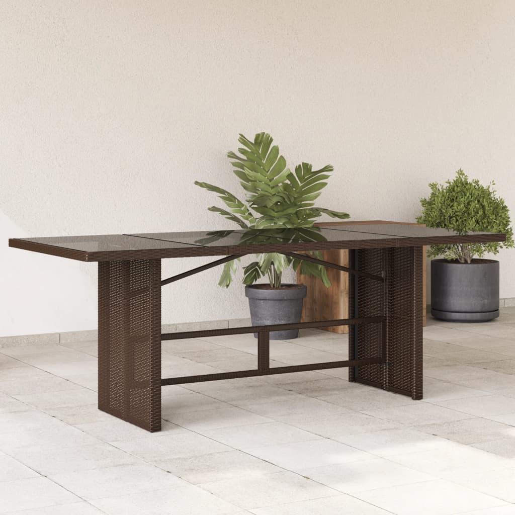 Mesa de jardín superficie de vidrio ratán PE negro 150x90x75 cm