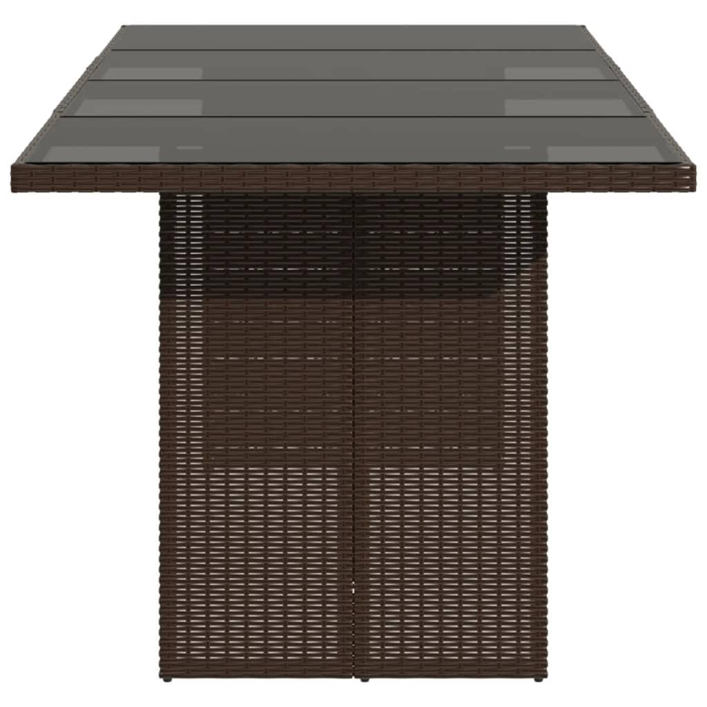 Mesa de jardín superficie de vidrio ratán PE negro 150x90x75 cm