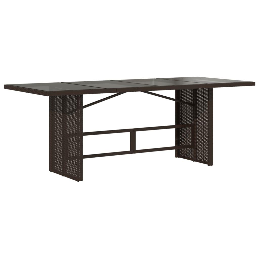 Mesa de jardín superficie de vidrio ratán PE negro 150x90x75 cm