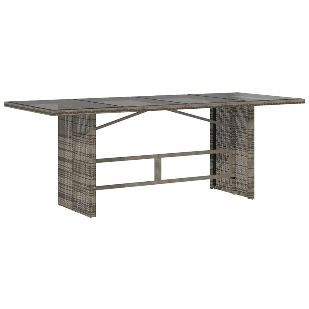 Mesa de jardín superficie de vidrio ratán PE negro 190x90x75 cm