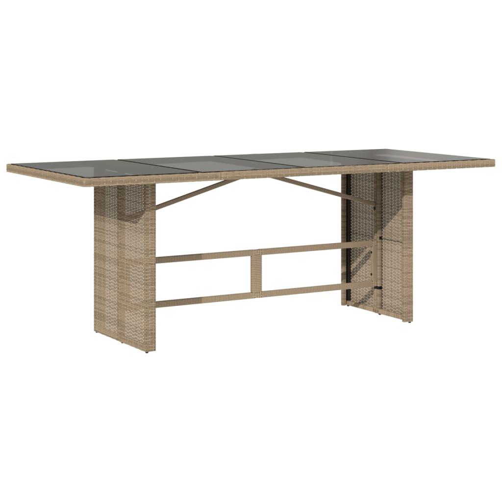 Mesa de jardín superficie de vidrio ratán PE negro 150x90x75 cm