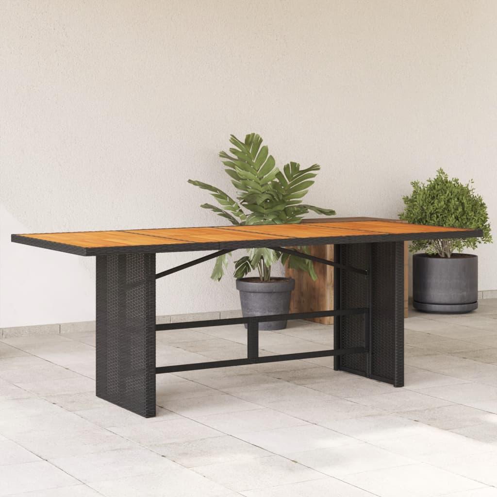 Mesa de jardín superficie de madera ratán PE beige 190x80x74 cm