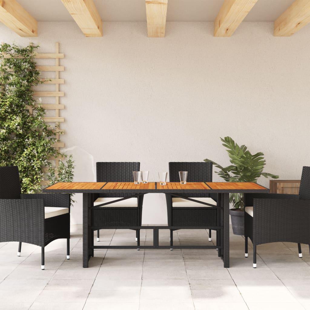 Mesa de jardín superficie de madera ratán PE beige 190x80x74 cm