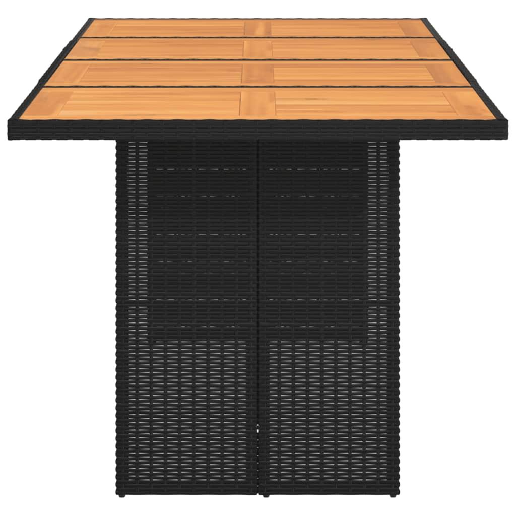Mesa de jardín superficie de madera ratán PE beige 190x80x74 cm