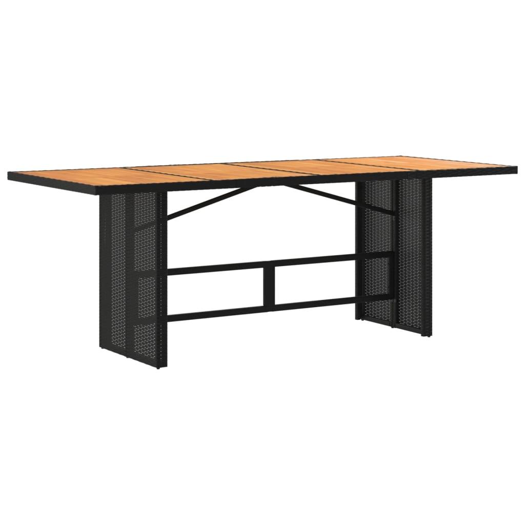 Mesa de jardín superficie de madera ratán PE beige 190x80x74 cm