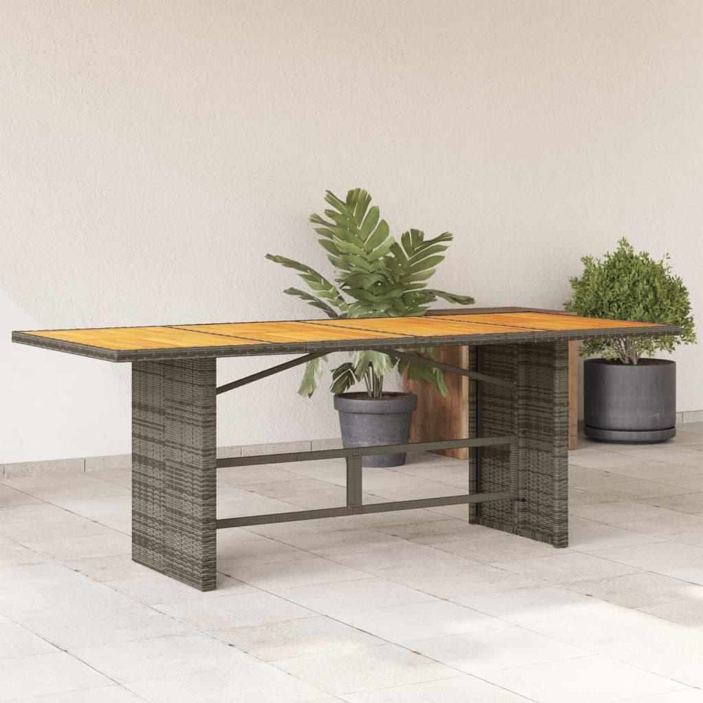 Mesa de jardín superficie de madera ratán PE beige 190x80x74 cm