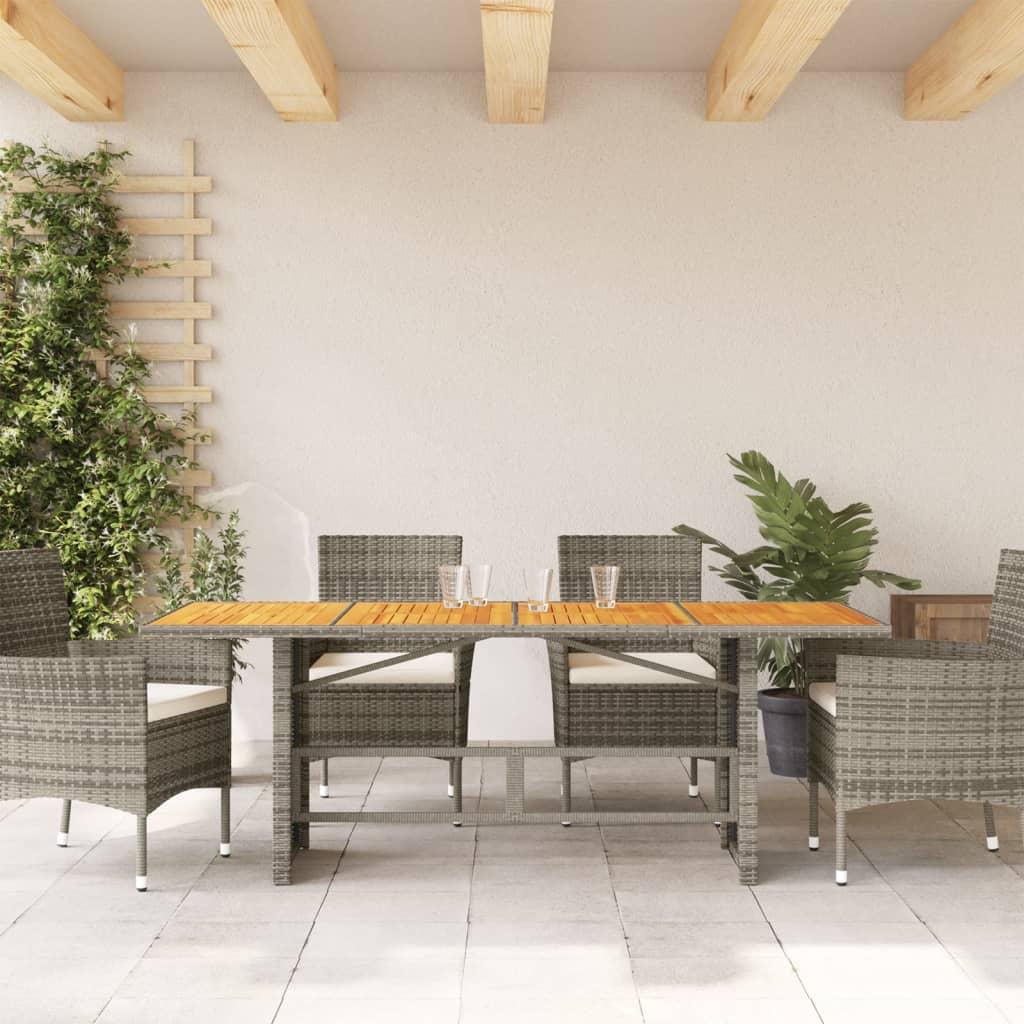 Mesa de jardín superficie de madera ratán PE beige 190x80x74 cm