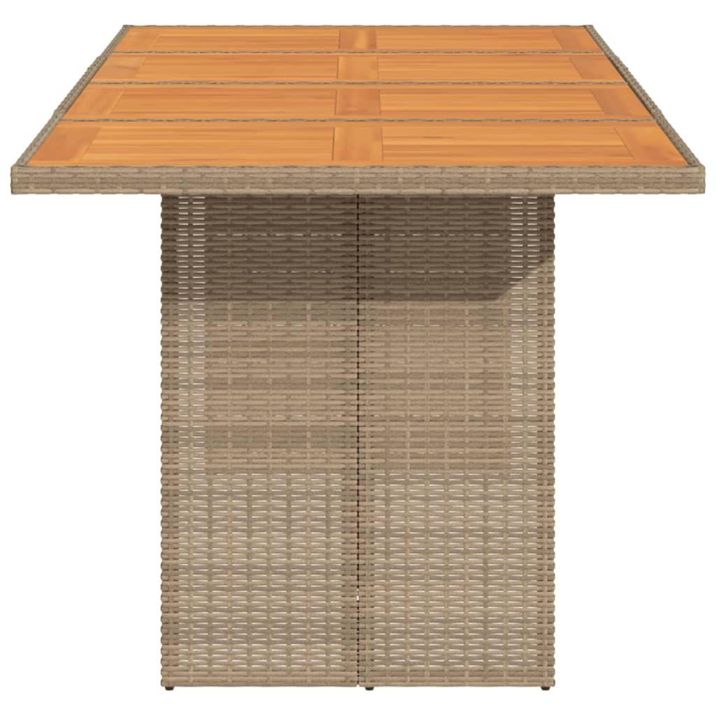 Mesa de jardín superficie de madera ratán PE beige 190x80x74 cm