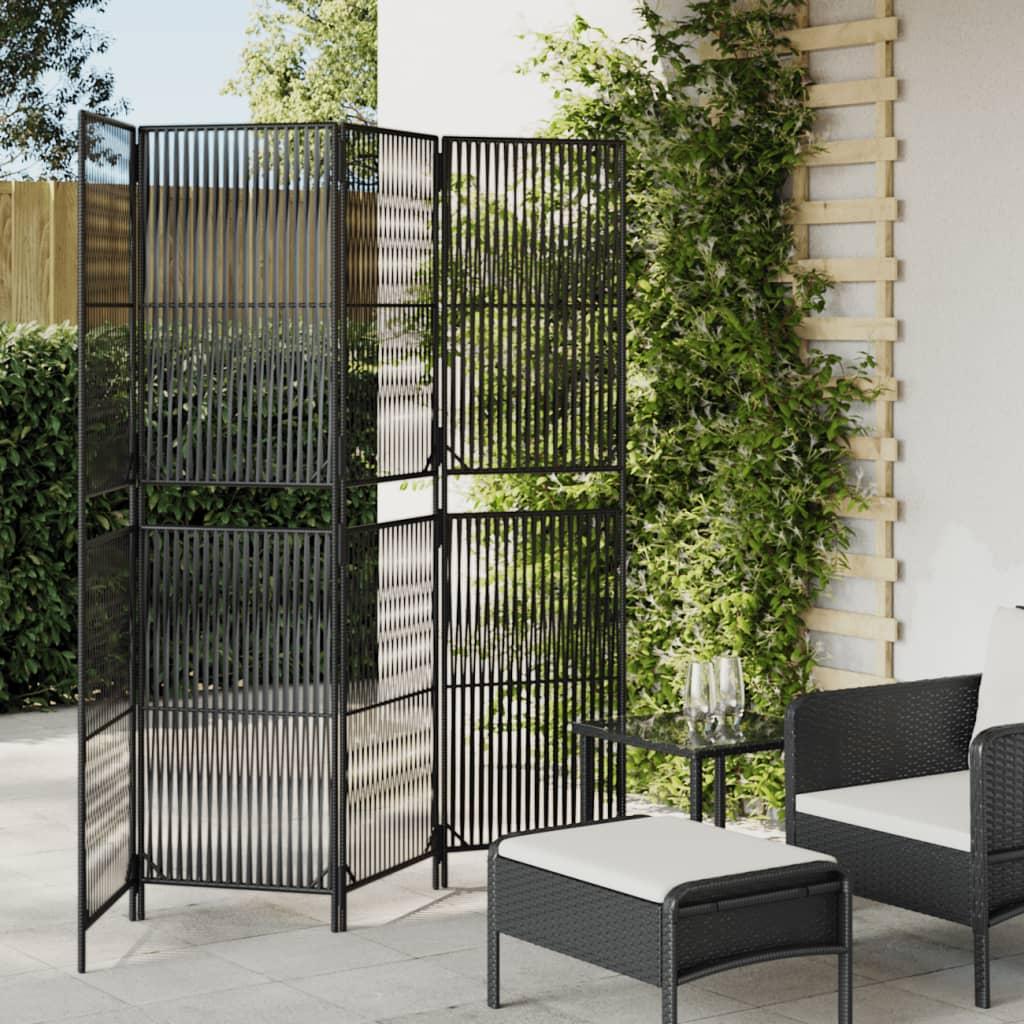 Biombo de 4 paneles ratán sintético marrón
