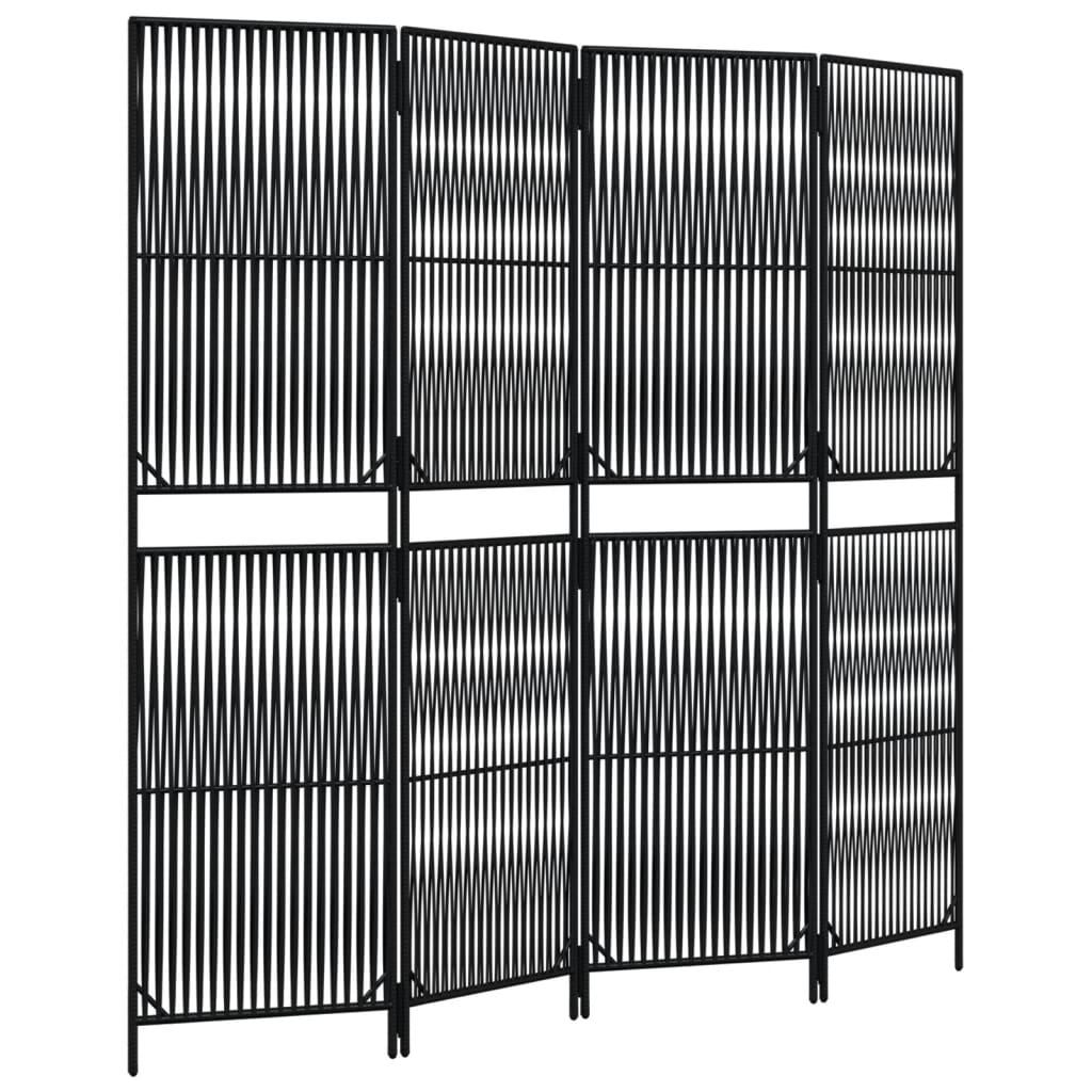 Biombo de 4 paneles ratán sintético marrón