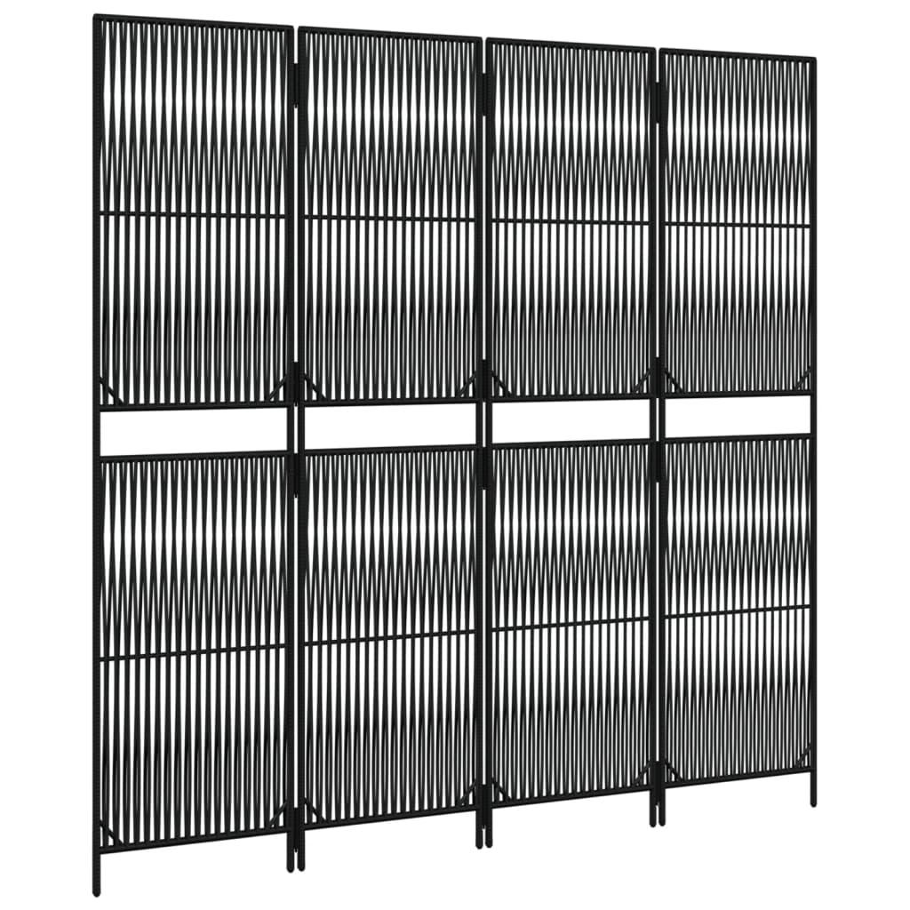 Biombo de 4 paneles ratán sintético marrón