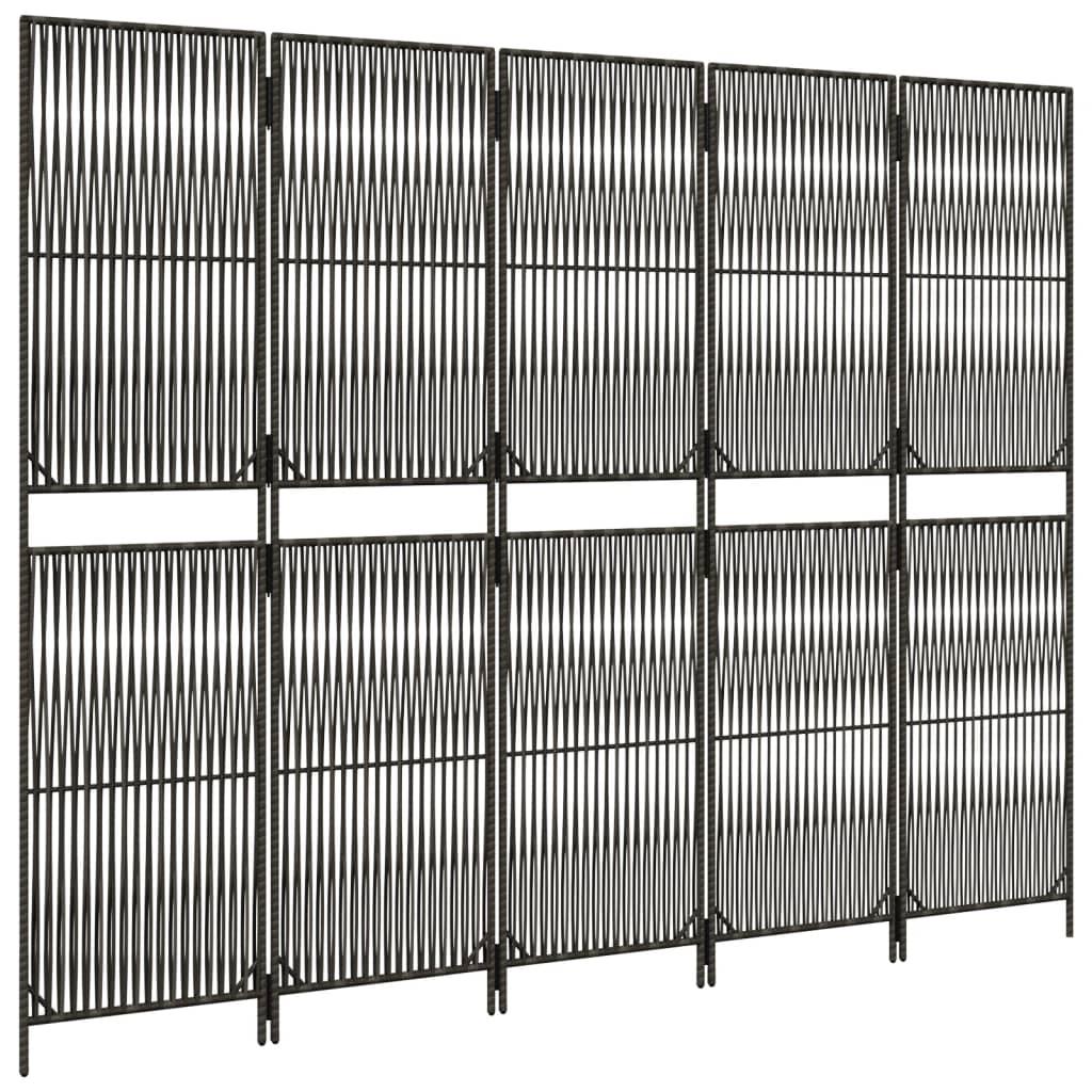 Biombo de 5 paneles ratán sintético marrón