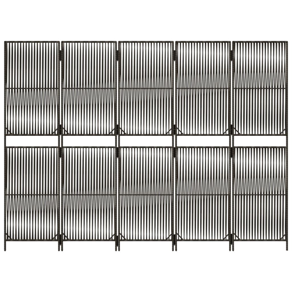 Biombo de 5 paneles ratán sintético marrón
