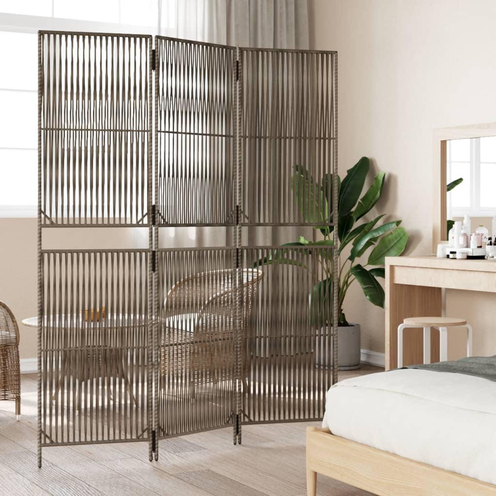Biombo de 3 paneles ratán sintético marrón