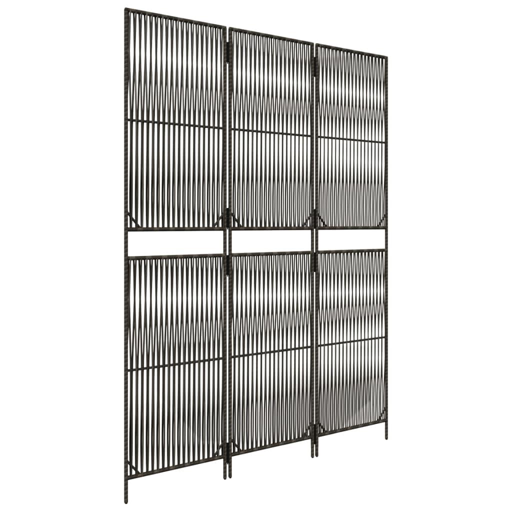 Biombo de 3 paneles ratán sintético marrón