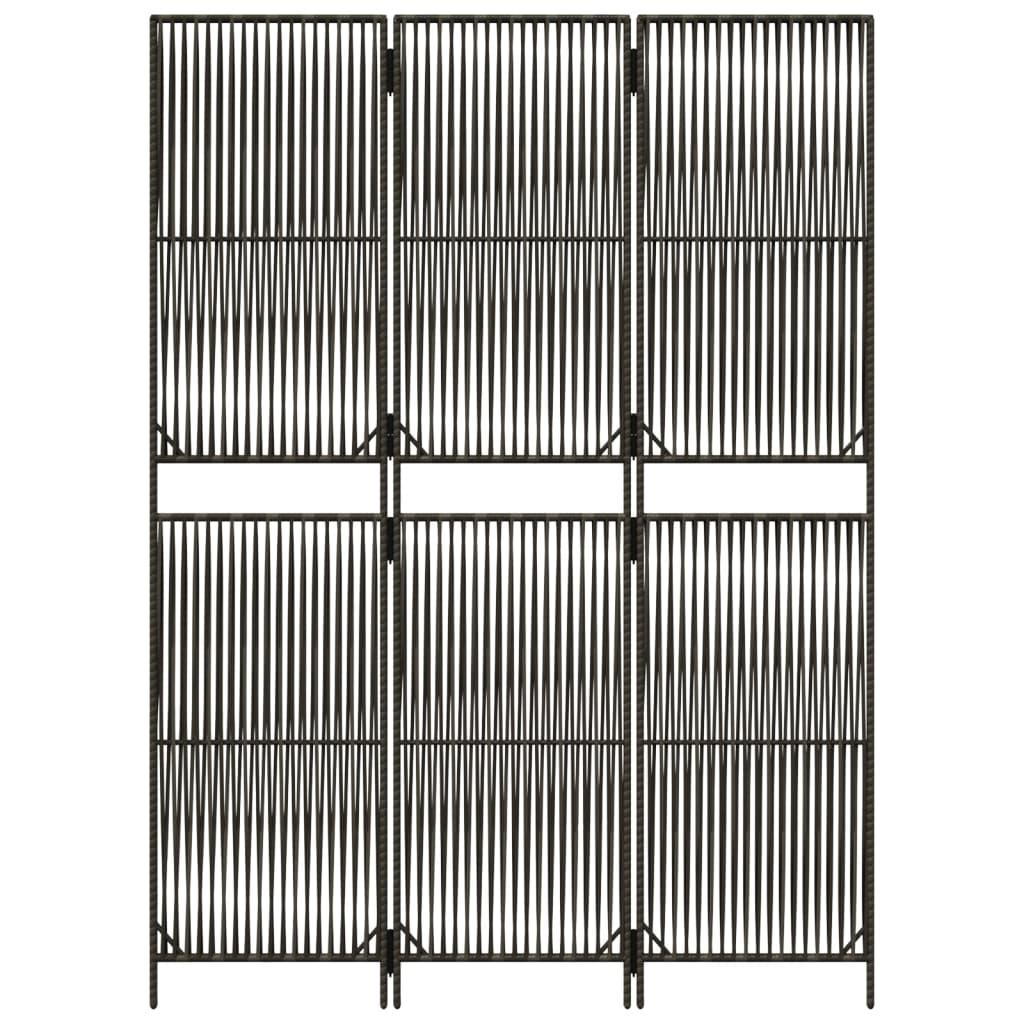 Biombo de 3 paneles ratán sintético marrón