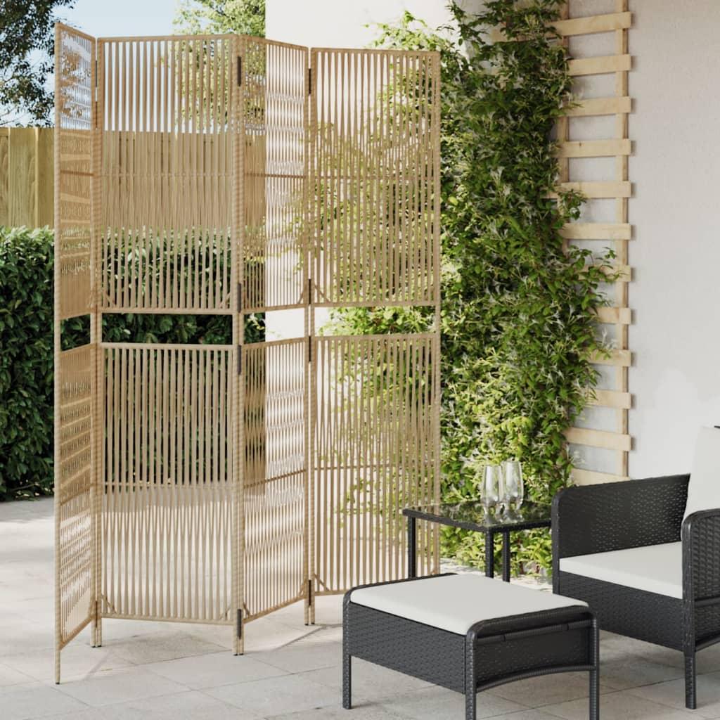 Biombo de 4 paneles ratán sintético marrón