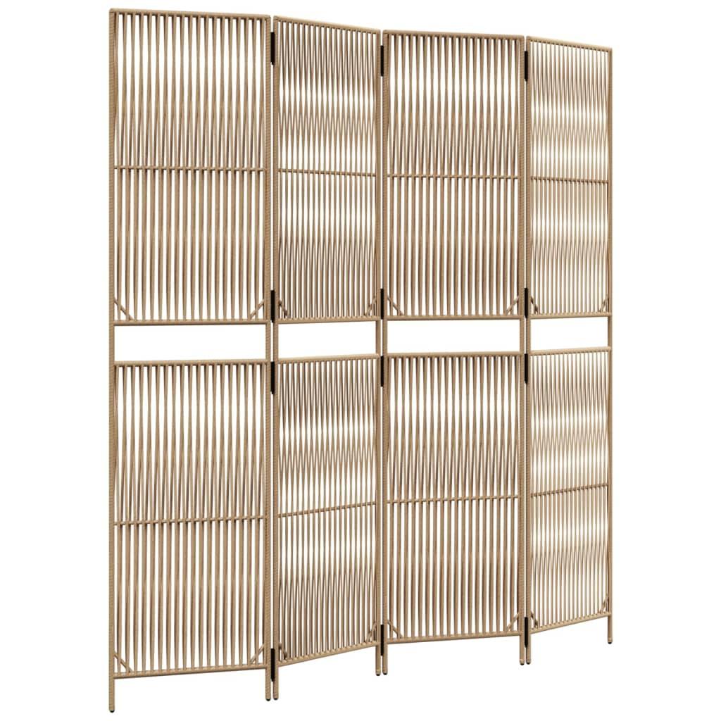 Biombo de 4 paneles ratán sintético marrón