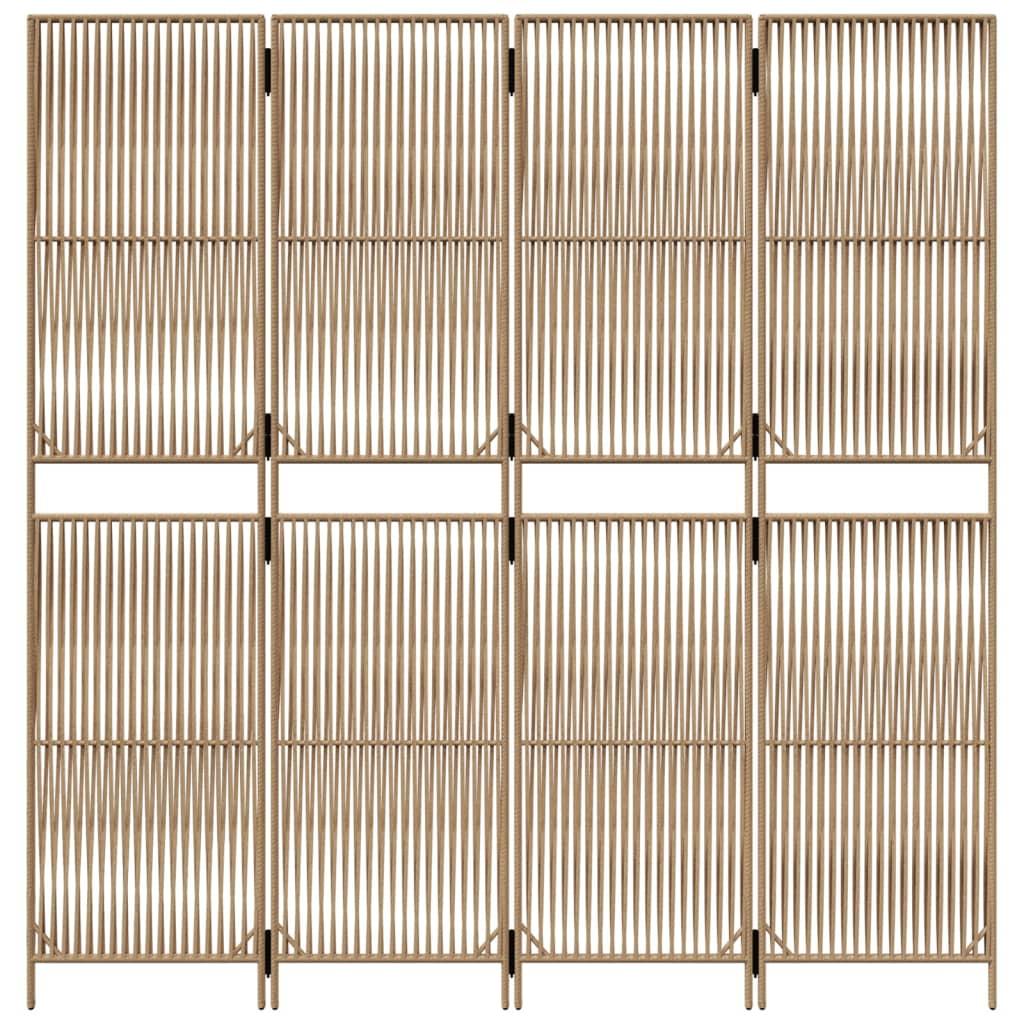Biombo de 4 paneles ratán sintético marrón