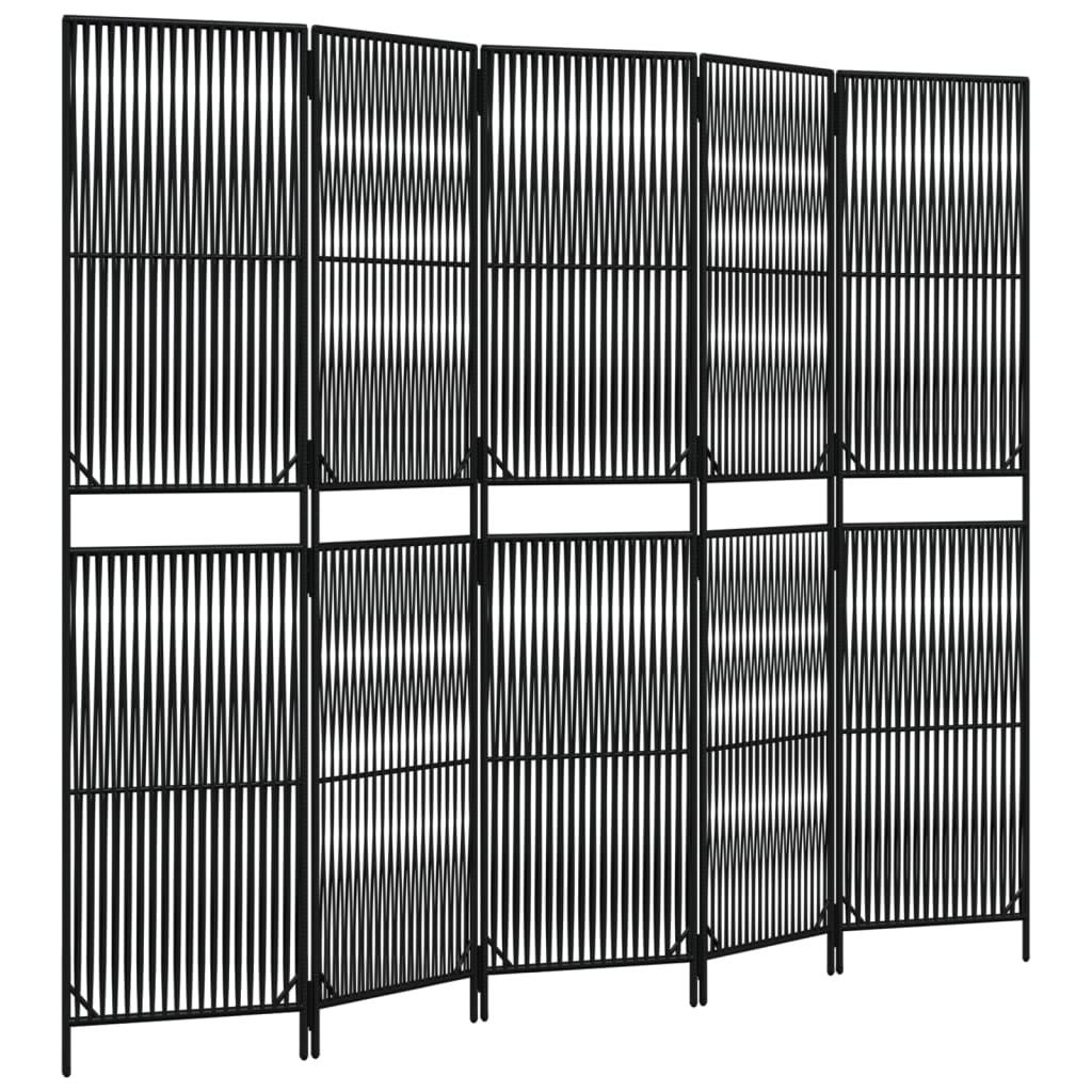 Biombo de 5 paneles ratán sintético marrón