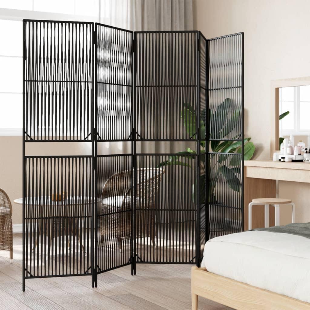 Biombo de 5 paneles ratán sintético marrón