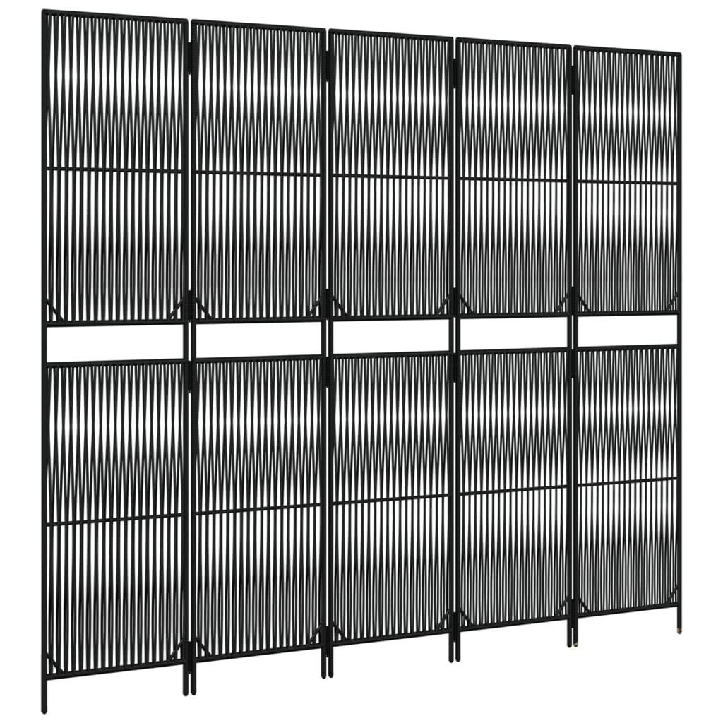 Biombo de 5 paneles ratán sintético marrón