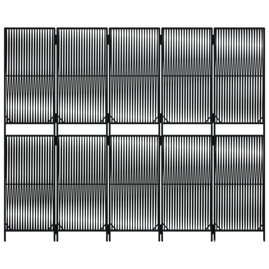 Biombo de 5 paneles ratán sintético marrón
