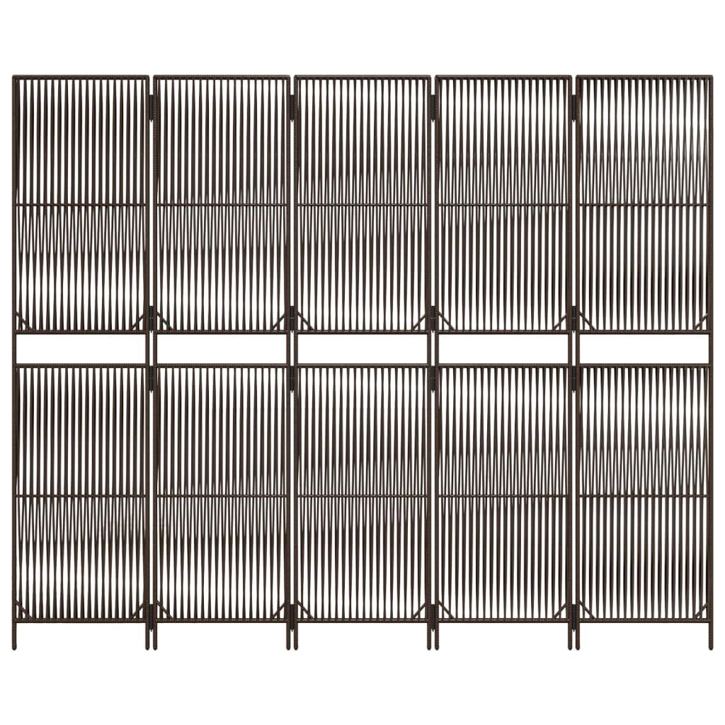 Biombo de 5 paneles ratán sintético marrón
