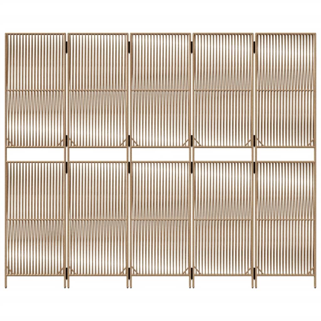 Biombo de 5 paneles ratán sintético marrón