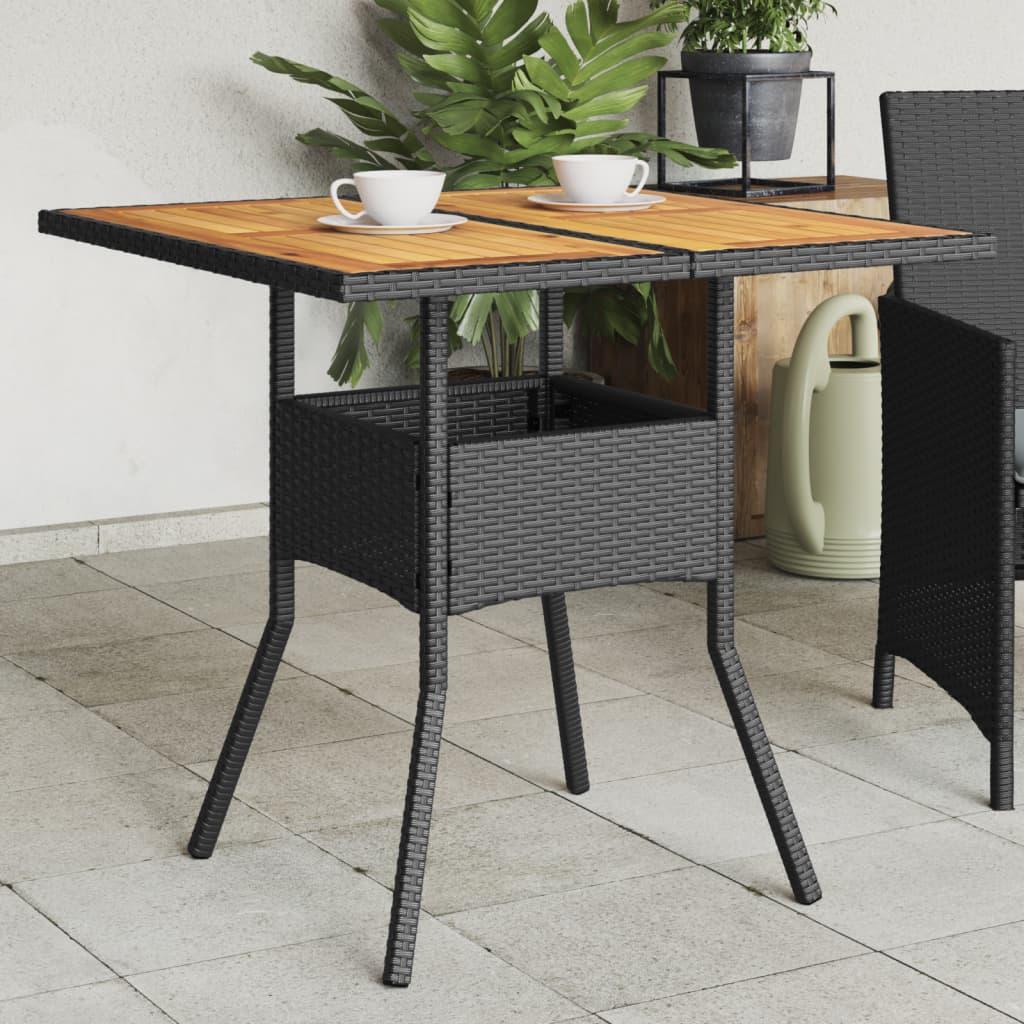 Mesa de jardín superficie de madera ratán PE beige 190x80x74 cm