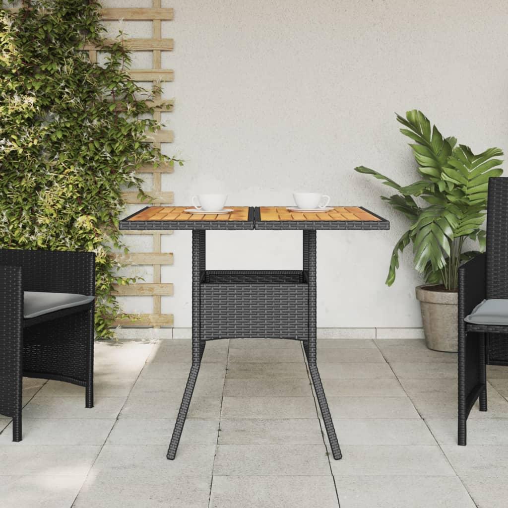 Mesa de jardín superficie de madera ratán PE beige 190x80x74 cm