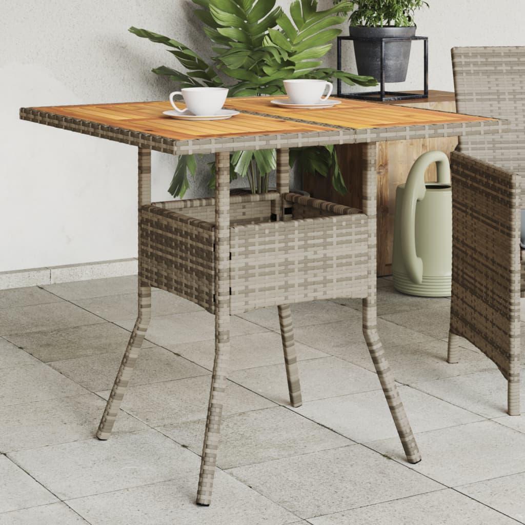Mesa de jardín superficie de madera ratán PE beige 190x80x74 cm